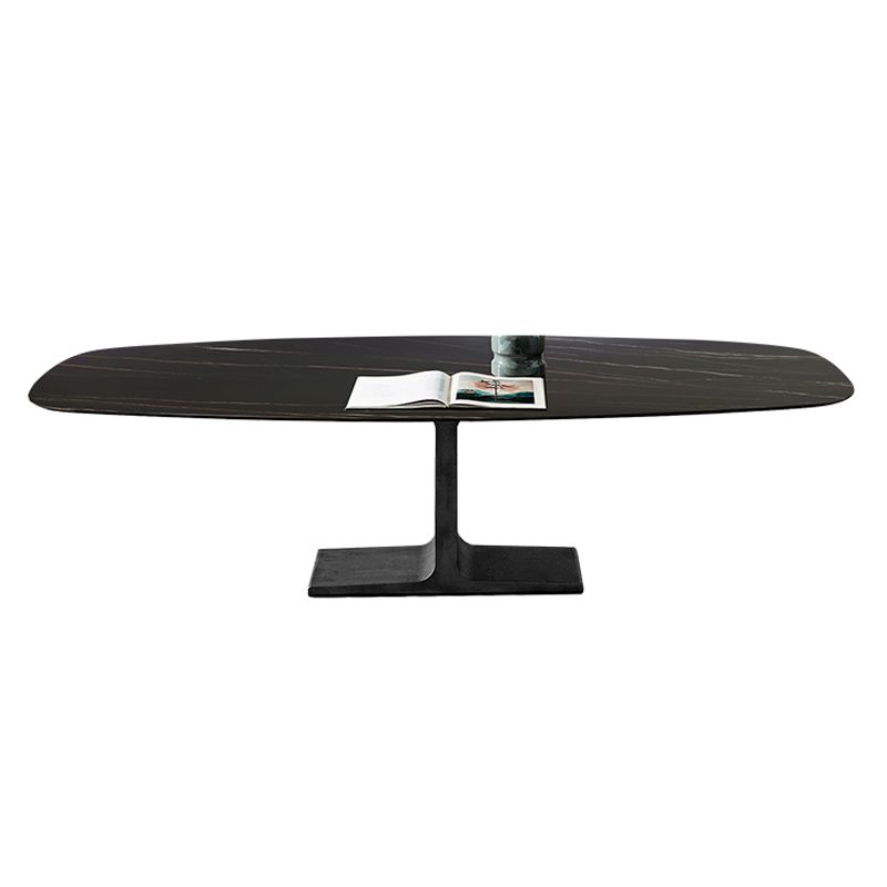 Oval Contemporary Dining Table Black Sintered Stone Table with Pedestal Base Clearhalo ' dining_table' 'Dining Tables & Seating' 'Dining Tables' 'furn' 'furn_dining_table' 'Furniture' 'furniture_dining_table' 'Kitchen & Dining Furniture' 'kitchen&dining_furn' 'kitchen' 'kitchen_dining_table' 1200x1200_d6753459-0471-4bc0-9e76-12d36184b784