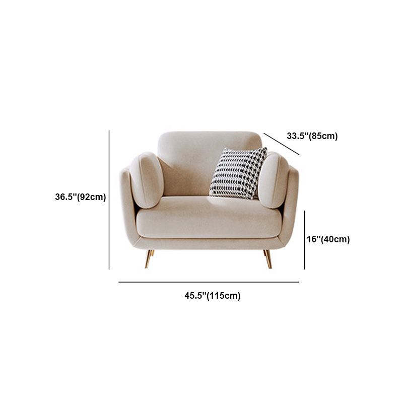 Sofá de brazo superior de almohada de terciopelo con almohada hacia atrás para sala de estar 36.22 "H