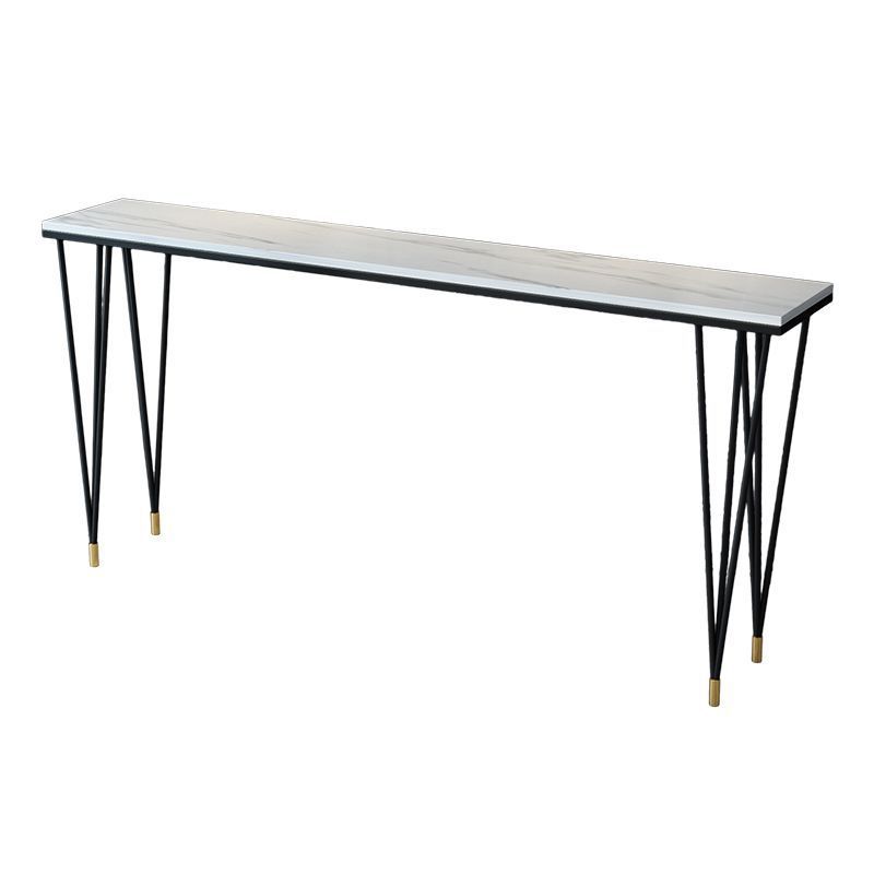 White and Black Glam Style Bar Table in Iron Top and Faux Marble Milk Tea Shop Bar Table Clearhalo 'Bar Furniture' 'Bar Tables' 'bar_tables' 'furn' 'furn_bar_tables' 'Furniture' 'furniture_bar_tables' 'Kitchen & Dining Furniture' 1200x1200_d676db26-2c30-456b-bb8e-019ea4ec8e43