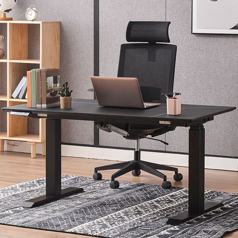 Escritorio de escritura plegable de forma rectangular con patas de metal en blanco/negro