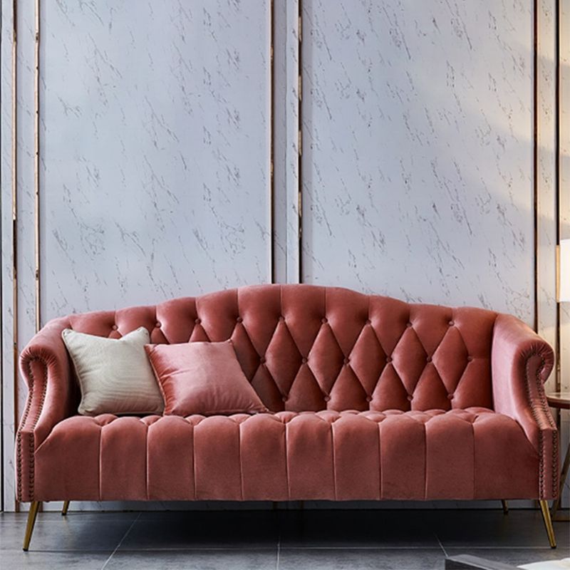 Canapé en velours canapé de bras roulé contemporain 37,40 "de haut pour l'appartement