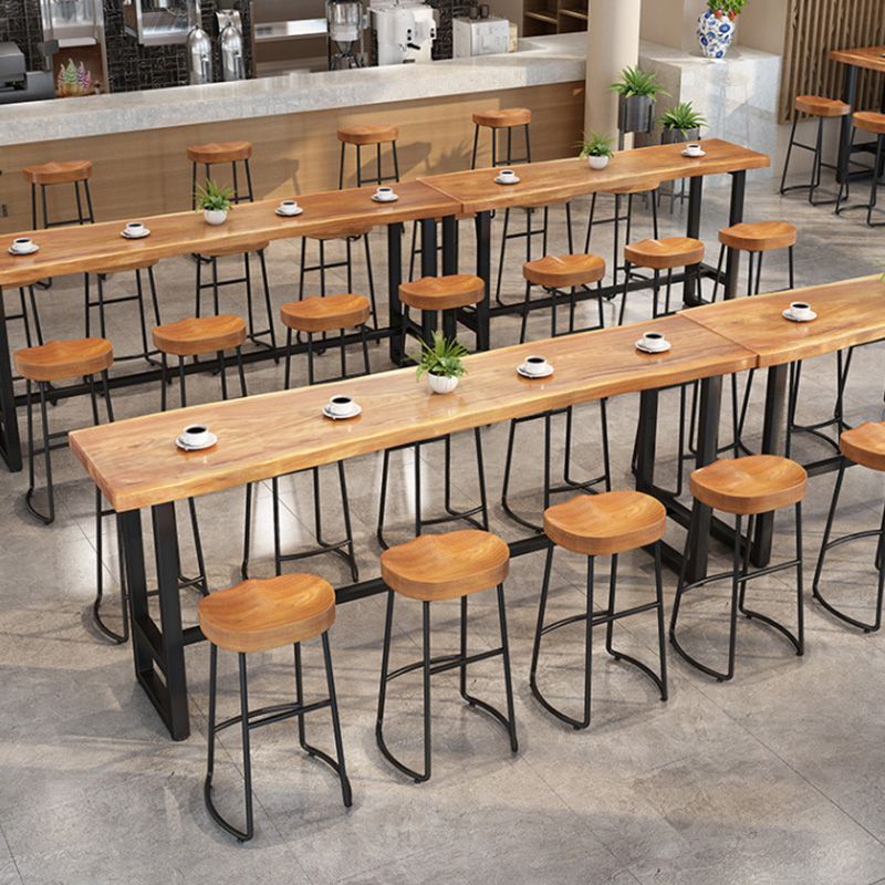 Wood Top Table Metal Black Base Rectangle Bar Table for Patio Use Clearhalo 'Bar Furniture' 'Bar Tables' 'bar_tables' 'furn' 'furn_bar_tables' 'Furniture' 'Kitchen & Dining Furniture' 1200x1200_d679a56c-8975-4082-8b70-9fd246a79ff0