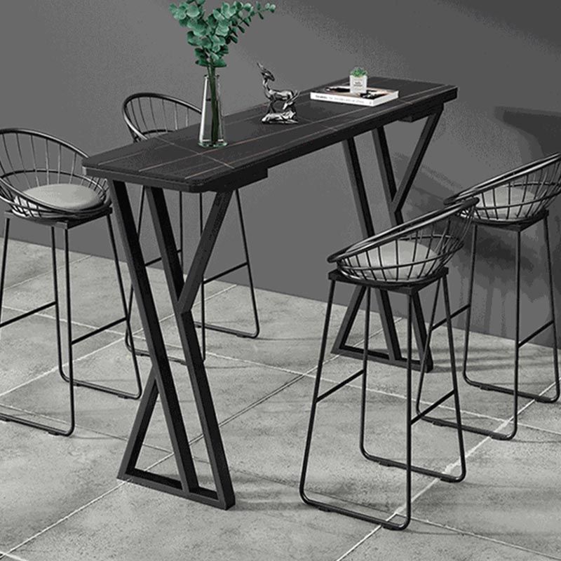 Sintered Stone Top Rectangular Pub Table Industrial Bistro Table with Double Pedestal Clearhalo 'Bar Furniture' 'Bar Tables' 'bar_tables' 'furn' 'furn_bar_tables' 'Furniture' 'Kitchen & Dining Furniture' 1200x1200_d67a2c14-54c0-47c9-a6c4-50d2c7ad3822