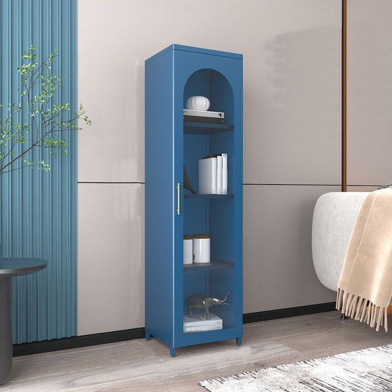 14" W Closed Storage Bookcase Metal Frame Bookshelf with Glass Doors