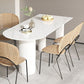 Free Form Stone Top Dining Table Solid Wood Base Dining Table for Kitchen