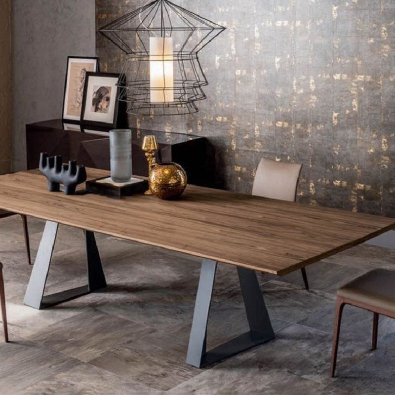 Industrial Style Rectangle Table Wooden Dining Table with Metal Legs Clearhalo 'Dining Tables & Seating' 'Dining Tables' 'dining_table' 'furn' 'furn_dining_table' 'Furniture' 'Kitchen & Dining Furniture' 1200x1200_d67e435b-904c-4f88-8a55-22e6387d5bf9