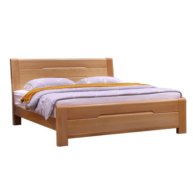Modern Solid Wood Panel Bed Natural Rectangular Standard Bed with Headboard Clearhalo 'Bedroom Furniture' 'Beds' 'furn' 'furn_beds' 'Furniture' 1200x1200_d67ecb53-6ea3-41ff-bcfb-41cd02dd7b75
