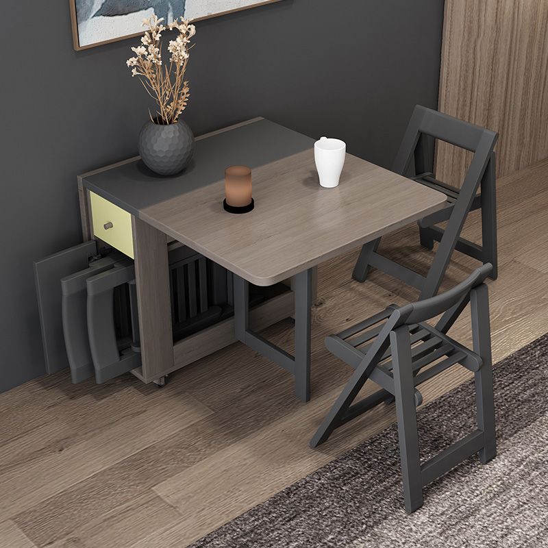 Foldable Artificial Wooden Top Table Rectangle Extendable Table with Storage Trestle Base Clearhalo ' dining_table' 'Dining Tables & Seating' 'Dining Tables' 'furn' 'furn_dining_table' 'Furniture' 'furniture_dining_table' 'Kitchen & Dining Furniture' 'kitchen&dining_furn' 'kitchen' 'kitchen_dining_table' 1200x1200_d67fc9be-f9e2-4b57-bd69-f103d3f99f08