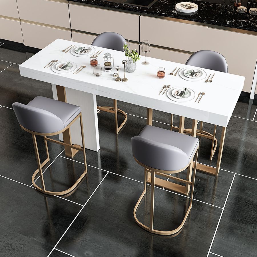 Glam Faux Marble Bistro Bar Table Rectangle Metal Base Bar Table Clearhalo 'Bar Furniture' 'Bar Tables' 'bar_tables' 'furn' 'furn_bar_tables' 'Furniture' 'Kitchen & Dining Furniture' 1200x1200_d68147b3-ebba-4c0f-a8f9-d2bd53ca377c