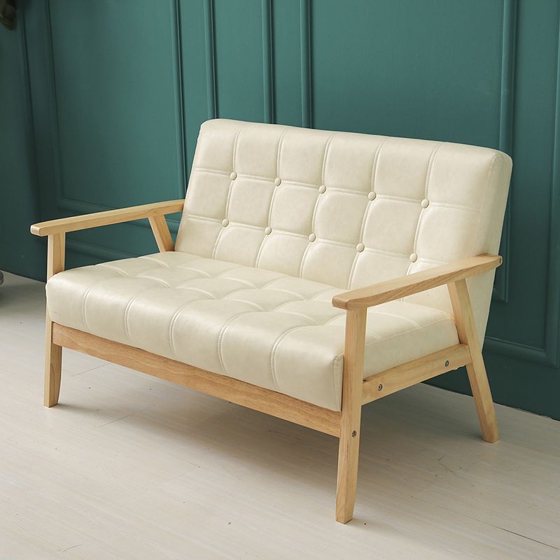 ブラウンモダンビスケットバック本革標準ソファ27.56 "高四角いアームソファ