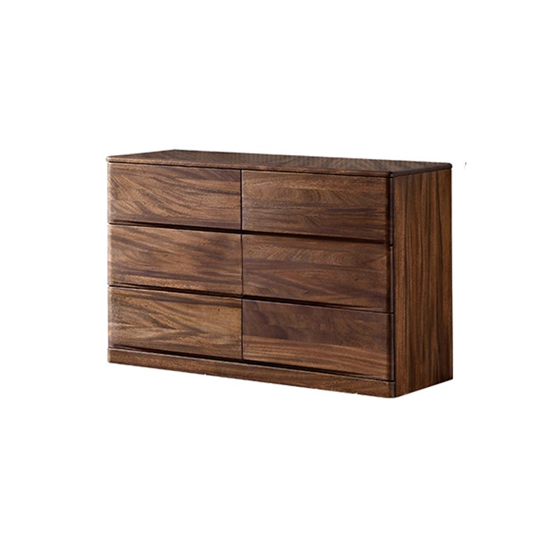 Mid-Century Modern Chest with 6 Drawers in Walnut Rectangle Accent Chest Clearhalo 'Cabinets & Chests' 'cabinets_chests' 'furn' 'furn_cabinets_chests' 'Furniture' 'Living Room Furniture' 1200x1200_d6841ce8-8ad7-4a6f-ba1f-de26cc0e3c9a