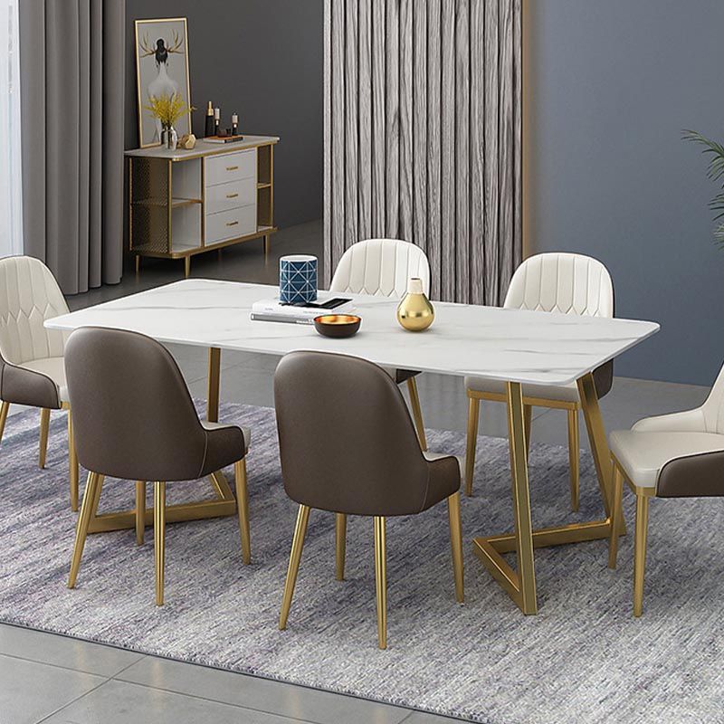 Stone Top Dining Table Traditional Luxury Table with Sled Base Clearhalo 'Dining Tables & Seating' 'Dining Tables' 'dining_table' 'furn' 'furn_dining_table' 'Furniture' 'Kitchen & Dining Furniture' 1200x1200_d6850793-d636-46a7-bf8a-df89254f02f3