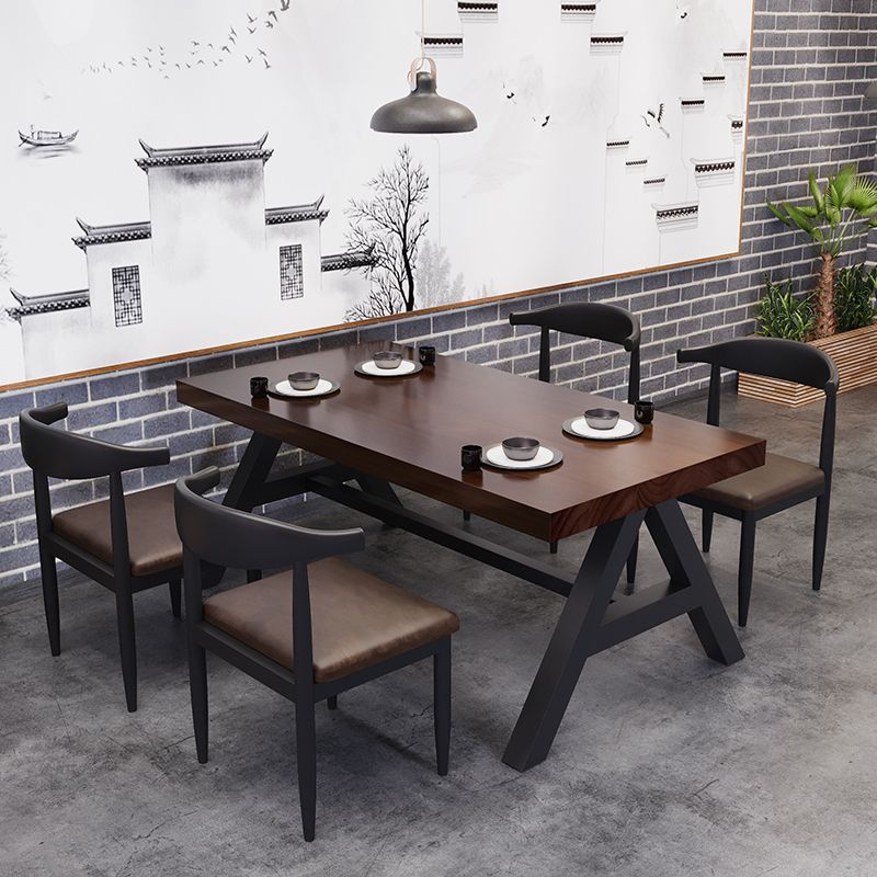 Industrial Kitchen Rectangle Dinner Table Solid Wood Dining Table Clearhalo 'Dining Tables & Seating' 'Dining Tables' 'dining_table' 'furn' 'furn_dining_table' 'Furniture' 'Kitchen & Dining Furniture' 1200x1200_d686b2ba-a6da-469a-9600-7bf2fbde2659