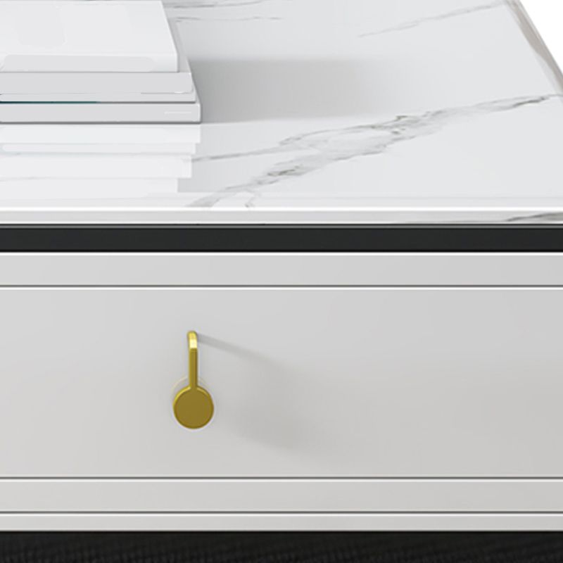 Tavolino rettangolare in pietra con cassetti da 15,75 "H 1 tavolo da cocktail singolo