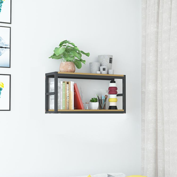 Industrial Wall Unit Bookshelf Black Steel Frame Natural Manufactured Wood Shelf Bookshelf Clearhalo 'Bookcases' 'Furniture' 'furniture_bookcases' 'kitchen' 'kitchen_bookcases' 'Living Room Furniture' 'Office Furniture' 1200x1200_d687a433-b7f0-475b-bd09-739e3ca1ba28