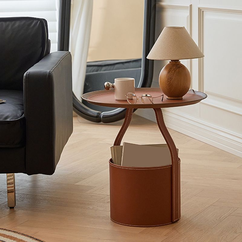 Mesa de mesa de la esquina de pedestal de mediados de siglo Mesa al final del lado superior con almacenamiento