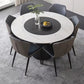 Modern Round Pub Table Stone Top Black Base Pedestal Casual Dining Table Clearhalo 'Dining Tables & Seating' 'Dining Tables' 'dining_table' 'furn' 'furn_dining_table' 'Furniture' 'Kitchen & Dining Furniture' 1200x1200_d689142f-1cba-469b-82a6-127764e6f15c