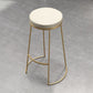 Glam Armless Backless Counter Stool Iron Bar Stool with Leather Cushion and Footrest