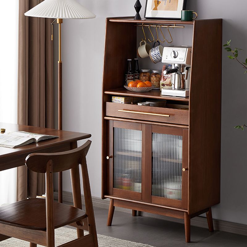 モダンスタイルのソリッドウッド収納サイドボードキャビネットダイニングルーム用のガラスドア付き