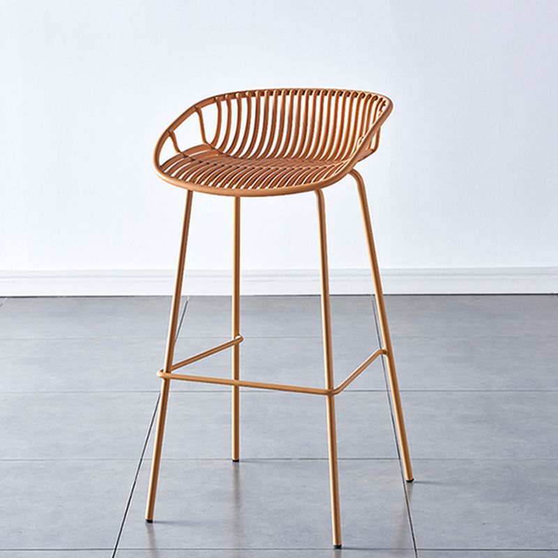 Nordic Backrest Counter Stool with Metal Base Plastic Armless Cafe Bar Chair with 4 Legs Clearhalo 'Bar Furniture' 'Bar Stools' 'bar_stools' 'furn' 'furn_bar_stools' 'Furniture' 'Kitchen & Dining Furniture' 1200x1200_d68e6af4-8612-4bc0-8b13-b9c2dc80818d