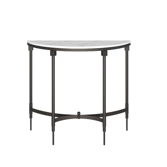 Glam Marble Accent Table Half Moon Sofa Console Table for Hall