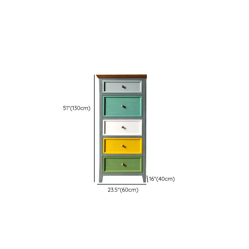 Vertical Nautical Storage Chest Bedroom Solid Wood Chest with Drawers