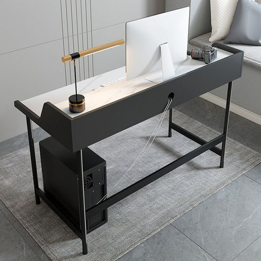 Zeitgenössischer rechteckiger Büroschreibtisch Stein Schreibtisch mit Regal für Büro