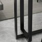 Mesa de bar rectangular de piedra sinterizada, mesa de pub con base negra y metálica