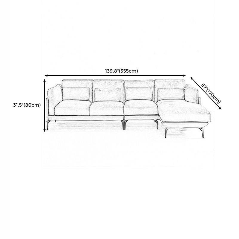 Square Arm Genuine Leather Sofa and Chaise Brown Sectional with Bolster Pillows Clearhalo 'furn' 'furn_sectionals' 'Furniture' 'furniture_sectionals' 'kitchen' 'kitchen_sectionals' 'Living Room Furniture' 'Sectionals' 1200x1200_d6938f9f-d0c0-4cd6-a5bf-67e4299a1672