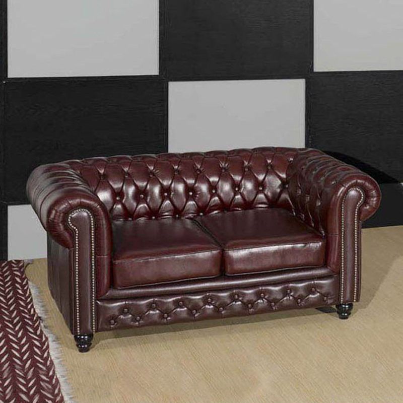 Tight Back Rolled Arm Loveseat Leather Stain Resistant Settee Sofa in Brown Clearhalo 'furn' 'furn_sofas' 'Furniture' 'furniture_sofas' 'kitchen' 'kitchen_sofas' 'Living Room Furniture' 'Sofa' 'sofas' 1200x1200_d6939ed5-50d8-4b45-a4e8-c332ae0fc79a