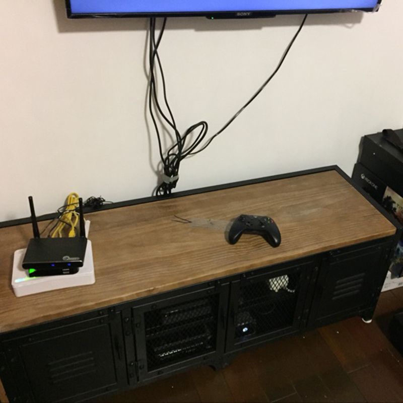 15.75"W TV Stand Enclosed Storage Industrial Style TV Console with 4 Doors Clearhalo 'furn' 'furn_tv_stands_entertainment_centers' 'Furniture' 'Living Room Furniture' 'TV Stands & Entertainment Centers' 'TV Stands & Media Storage Furniture' 'tv_stands_entertainment_centers' 1200x1200_d693d9ff-24dd-4564-ba86-00d5def0e63f