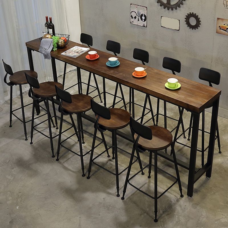 1/6/11 Pieces Industrial Rectangular Pub Table Set Solid Wood Counter Table Set Clearhalo 'Bar Furniture' 'furn' 'furn_home_bar_bar_sets' 'Furniture' 'Home Bars & Bar Sets' 'home_bar_bar_sets' 'Kitchen & Dining Furniture' 1200x1200_d6940e95-d6a3-42af-9d13-176ec994e420