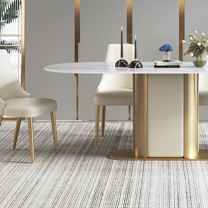 Glam Kitchen White Dining Table Sintered Stone Standard Dining Table with Pedestal Base Clearhalo ' dining_table' 'Dining Tables & Seating' 'Dining Tables' 'furn' 'furn_dining_table' 'Furniture' 'furniture_dining_table' 'Kitchen & Dining Furniture' 'kitchen&dining_furn' 'kitchen' 'kitchen_dining_table' 1200x1200_d6942c78-3f32-4d69-85d3-1cab9bce0261
