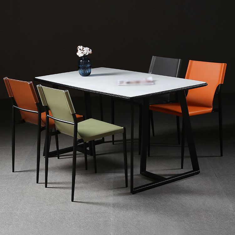 Industrial PU Leather Dining Chairs Solid Back Chair for Home Use