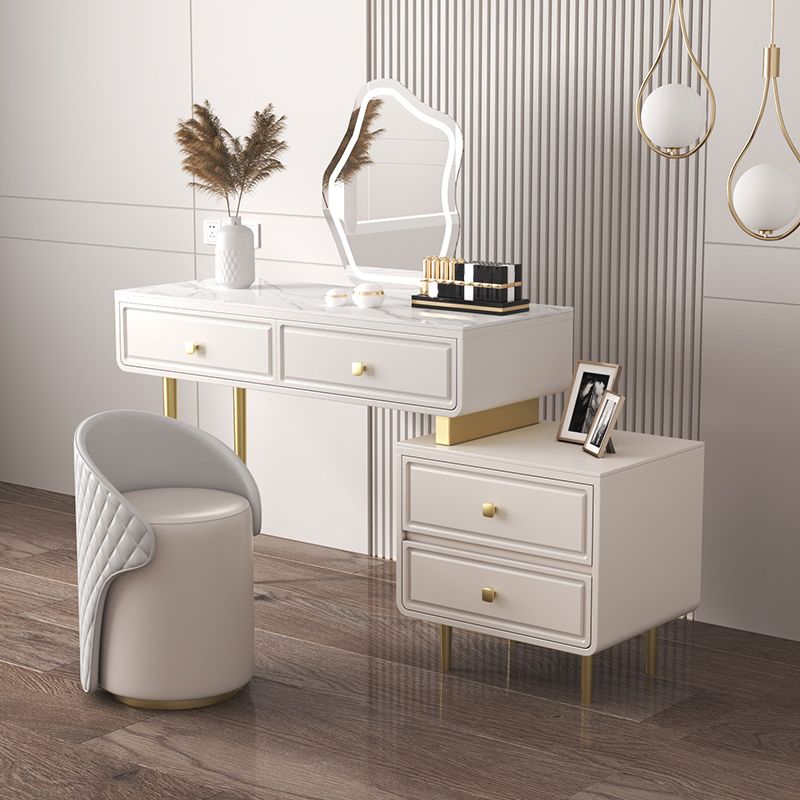 30.7" High 4 Drawers Makeup Vanity Desk Wood and Metal Vanity