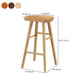 Modern Backless Armless Counter Stool Pine Wood Cafe Bar Stool with Pedal
