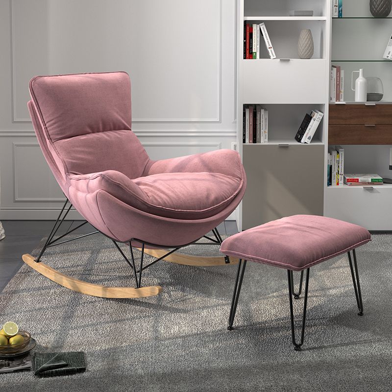 Contemporary Upholstered Rocker Chair Metal Frame Spindle Rocker Chair for Living Room Clearhalo 'Chairs & Seating' 'furn' 'furn_rocking_chairs' 'Furniture' 'Living Room Furniture' 'Rocking Chairs' 'rocking_chairs' 1200x1200_d69920c9-9d96-495d-aef0-9d05da14eaa7