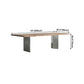 Rectangle Glam Dining Table Solid Wood Brown Fixed Table with Double Pedestal Base Clearhalo ' dining_table' 'Dining Tables & Seating' 'Dining Tables' 'Furniture' 'furniture_dining_table' 'Kitchen & Dining Furniture' 'kitchen&dining_furn' 'kitchen' 'kitchen_dining_table' 1200x1200_d699cd80-eab9-43ef-bb02-acf68d570f65