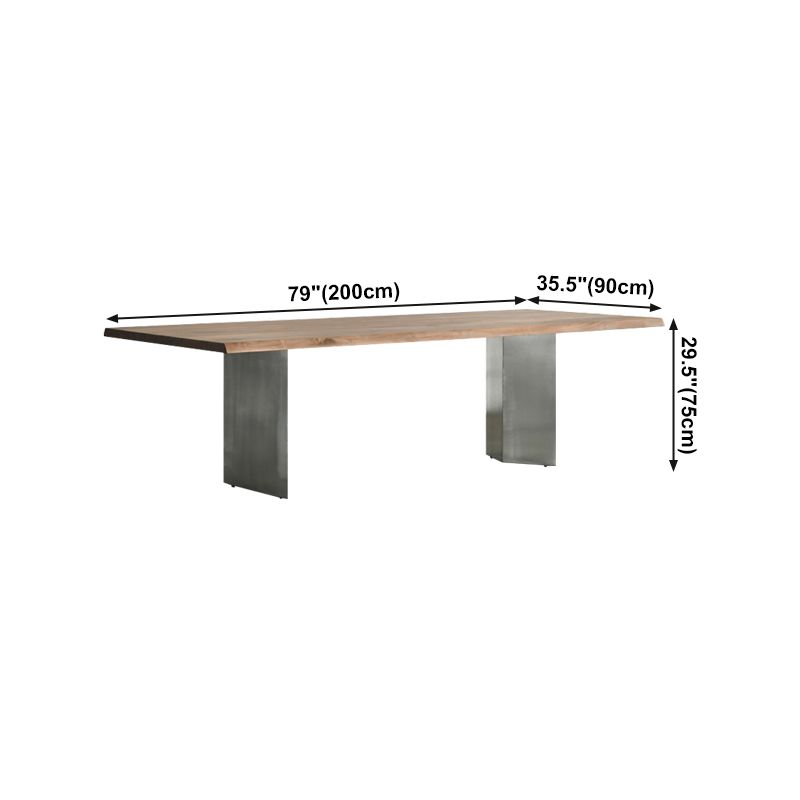 Rectangle Glam Dining Table Solid Wood Brown Fixed Table with Double Pedestal Base Clearhalo ' dining_table' 'Dining Tables & Seating' 'Dining Tables' 'Furniture' 'furniture_dining_table' 'Kitchen & Dining Furniture' 'kitchen&dining_furn' 'kitchen' 'kitchen_dining_table' 1200x1200_d699cd80-eab9-43ef-bb02-acf68d570f65