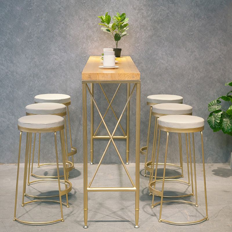 Moderne rechthoekige massief houten bartafel Eettafel met metalen onderstel