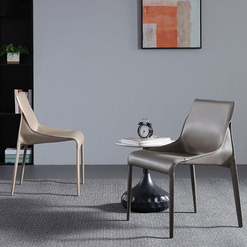 Designer Style Matte Finish Leather Side Chair Home Solid Back Dining Chair Clearhalo 'Dining Chairs' 'Dining Tables & Seating' 'dining_chair' 'furn' 'furn_dining_chair' 'Furniture' 'Kitchen & Dining Furniture' 1200x1200_d69bb354-a8d8-44c7-88bd-d16923920f8b