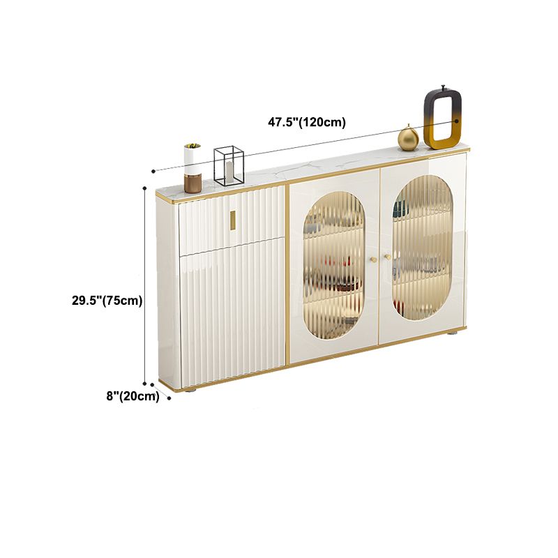 Weißer Buffetserver mit Glastüren Glam Dining Server für Küche