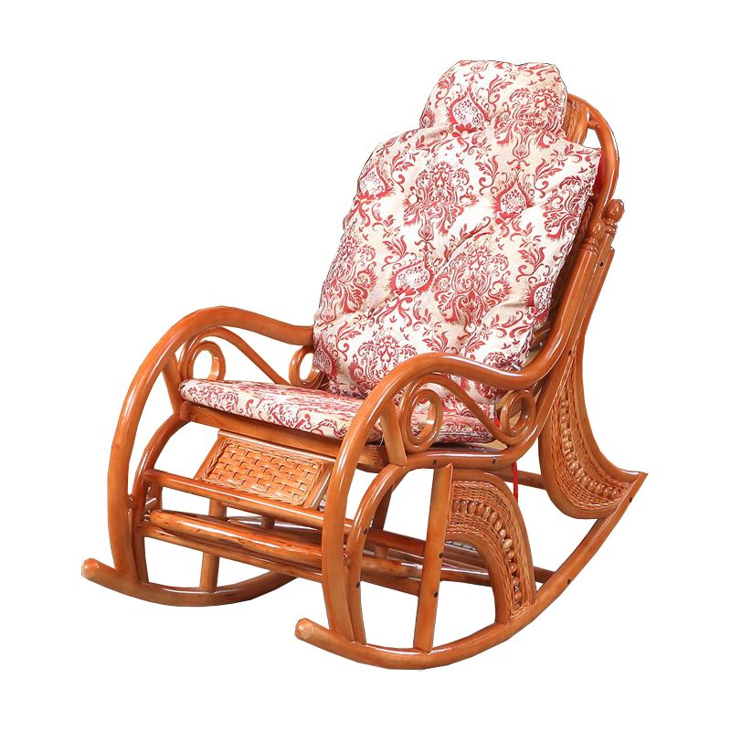 Traditional Rocking Chair Rattan Spindle Backrest Indoor Rocking Chair ...
