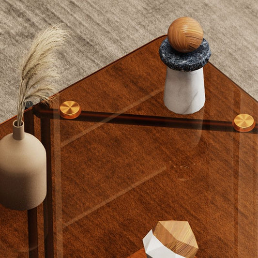 Mesa moderna de la mesa de la esquina de 4 patas Mesa de vidrio para la sala de estar para la sala de estar