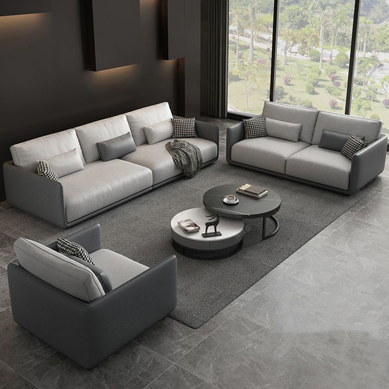 Living Room Contemporary Light-grey Standard Tuxedo Arm Sofa Chaise Clearhalo 'furn' 'furn_sofas' 'Furniture' 'furniture_sofas' 'kitchen' 'kitchen_sofas' 'Living Room Furniture' 'Sofa' 'sofas' 1200x1200_d6a14775-fee9-435a-b4c7-7ea296d996c8