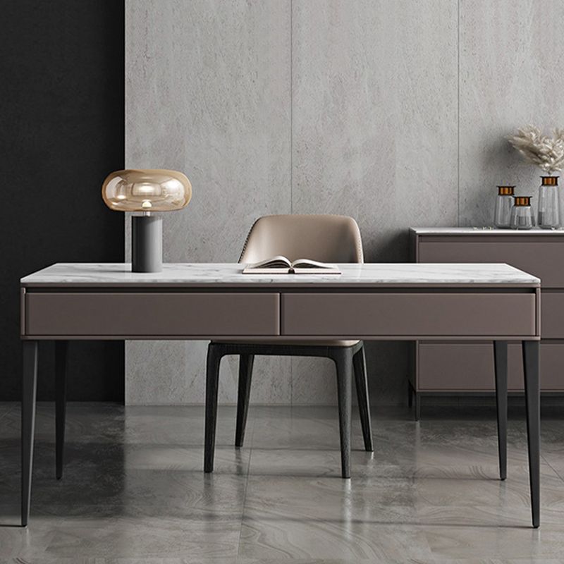 Industrial Stone Rectangular Office Desk 23.62-inch Wide Writing Desk with Drawers Clearhalo 'furn' 'furn_office_desk' 'Furniture' 'Office Desks' 'Office Furniture' 'office_desk' 1200x1200_d6a17e17-85d0-4618-ab00-f38dbba5ebda