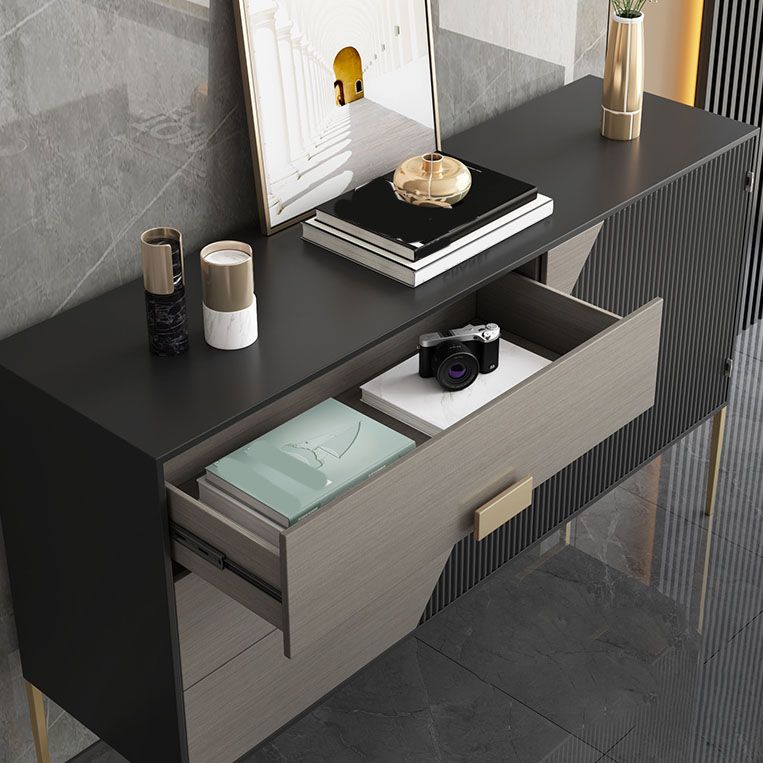 Polished Finish Faux Wood Sideboard Glam Indoor Dining Buffet with Drawers Clearhalo 'buffet_sideboard' 'Buffets & Sideboards' 'furn' 'furn_buffet_sideboard' 'Furniture' 'Kitchen & Dining Furniture' 1200x1200_d6a18305-ac62-47cb-b417-d0f3235af623