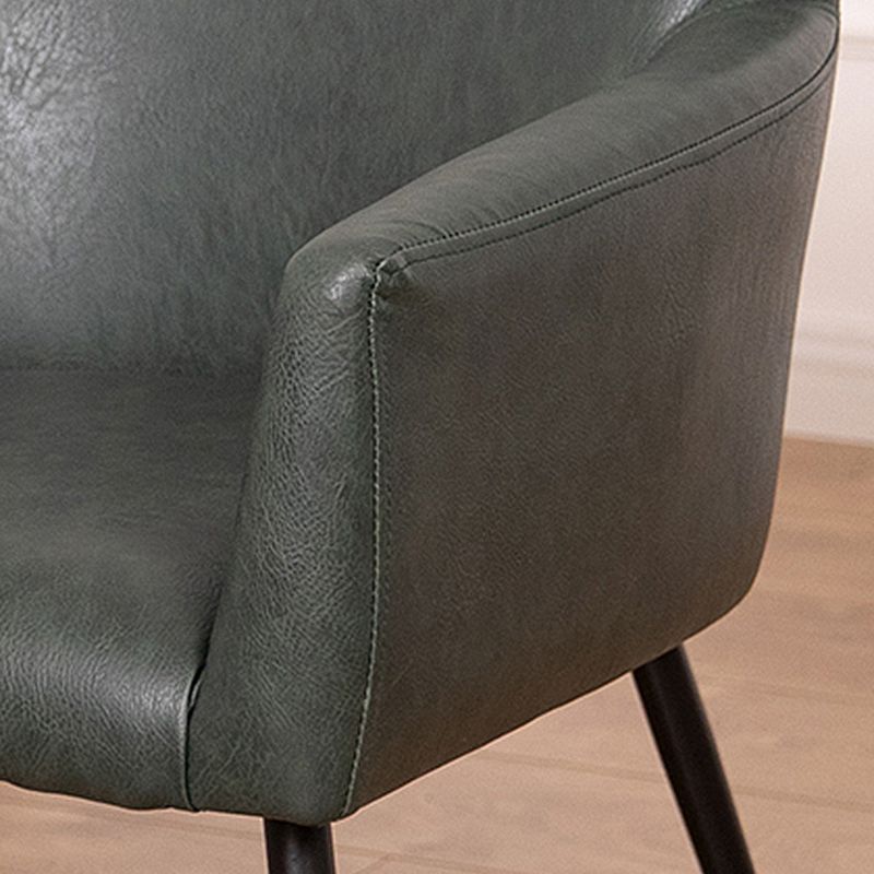 Contemporary Metal Dining Room Chair Faux Leather Single Dining Arm Chair Clearhalo ' kitchen&dining_furn' 'Dining Chairs' 'Dining Tables & Seating' 'dining_chair' 'furn' 'furn_dining_chair' 'Furniture' 'furniture_dining_chair' 'Kitchen & Dining Furniture' 'kitchen' 1200x1200_d6a328e0-2517-4b43-957f-1c154d2fc68e