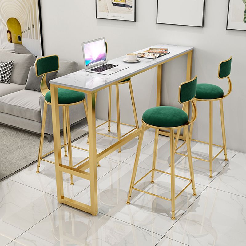 Rectangle Bistro Bar Height Cocktail Table Marble Footrest Indoor Bar Table in Gold Clearhalo 'Bar Furniture' 'Bar Tables' 'bar_tables' 'furn' 'furn_bar_tables' 'Furniture' 'furniture_bar_tables' 'Kitchen & Dining Furniture' 1200x1200_d6a4185b-36a9-4fd0-ab1a-4717cc308ddb