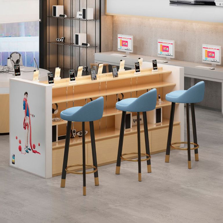 Low Back Footrest Upholstered Home Stool Glam 27-inch Matte Finish Barstool Clearhalo 'Bar Furniture' 'Bar Stools' 'bar_stools' 'furn' 'furn_bar_stools' 'Furniture' 'furniture_bar_stools' 'Kitchen & Dining Furniture' 1200x1200_d6a4e91b-4bf3-4a80-8018-f348d63efd6b